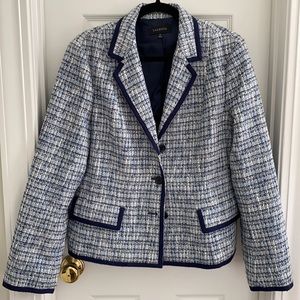 Talbots Navy and White Tweed button up jacket
